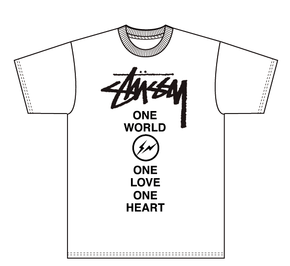 Stussy x fragment design “1 World, 1 Love, 1 Heart” Tee | Fully